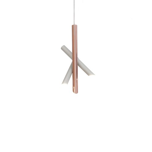 Nemo+TUBES 3 PENDANT LED 12W 570lm 2700K, hämardatav Push dim, rippvalgusti, valge/vaskne