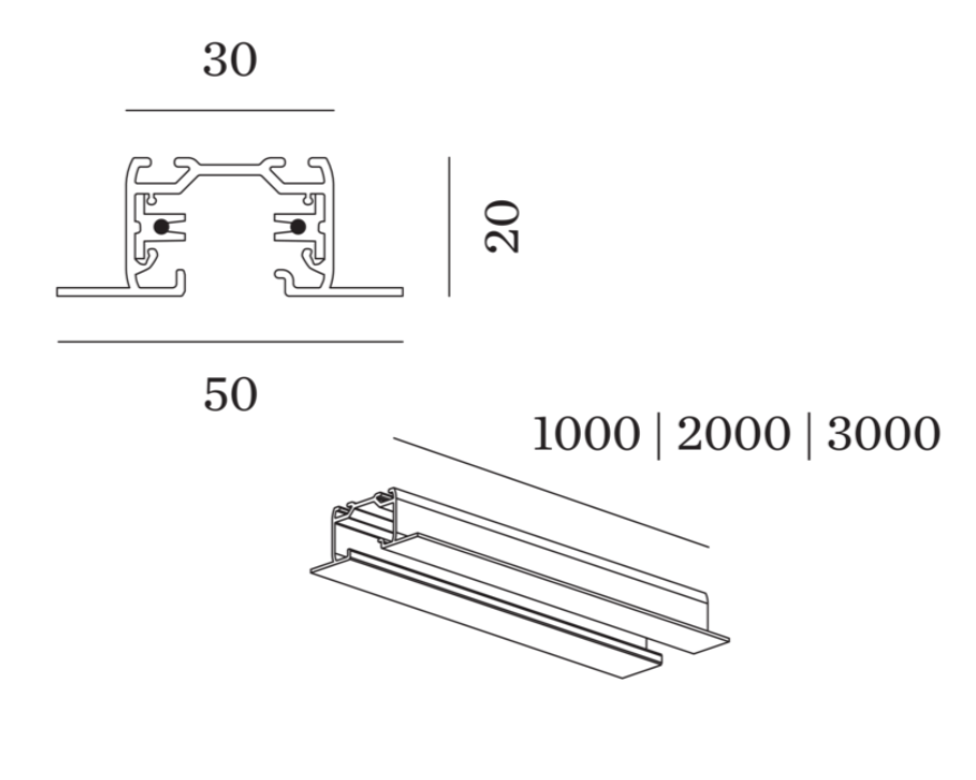 Wever & Ducré+1-PHASE TRACK PROFILE REC B 3m 220-240V 16A